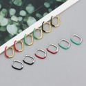 Metallic U-shaped Enamel Hoop Earrings - MLYH592