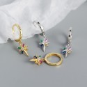 Colorful Asymmetrical Eight-pointed Star Dangle Earrings - MLYH598