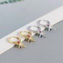 Colorful Asymmetrical Eight-pointed Star Dangle Earrings - MLYH598