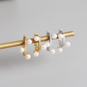 Minimalist Three Pearls Hoop Earrings - MLYH600