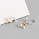 Minimalist Three Pearls Hoop Earrings - MLYH600