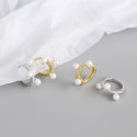 Minimalist Three Pearls Hoop Earrings - MLYH600