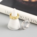 Tinfoil Textured Leaf Open Ring - MLYH603