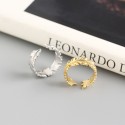 Tinfoil Textured Leaf Open Ring - MLYH603