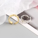 Tinfoil Textured Leaf Open Ring - MLYH603