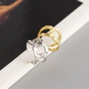 Tinfoil Textured Chain Shaped Open Ring - MLYH604