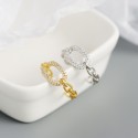 Metallic Pave Chain Shaped Open Ring - MLYH606