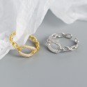 Metallic Pave Chain Shaped Open Ring - MLYH606