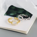 Metallic Pave Chain Shaped Open Ring - MLYH606