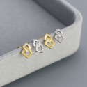 Metallic Stacked Square Stud Earrings - MLYH612