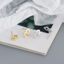 Metallic Stacked Square Stud Earrings - MLYH612