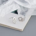 Metallic Stacked Square Stud Earrings - MLYH612