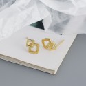 Metallic Stacked Square Stud Earrings - MLYH612