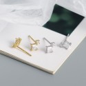 Square and Round Rhinestone Stud Earrings - MLYH621