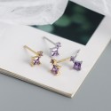 Square and Round Rhinestone Stud Earrings - MLYH621