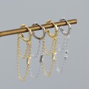 Tassel Chain with Rectangular Gem Hoop Earrings - MLYH622