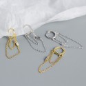 Tassel Chain with Rectangular Gem Hoop Earrings - MLYH622