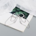 Tassel Chain with Rectangular Gem Hoop Earrings - MLYH622