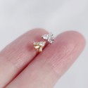 Fan-shaped Rectangular Rhinestone Stud Earrings - MLYH623