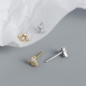 Fan-shaped Rectangular Rhinestone Stud Earrings - MLYH623