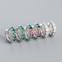 Elegant Colorful Gems Row Hoop Earrings - MLYH635