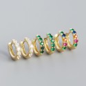 Elegant Colorful Gems Row Hoop Earrings - MLYH635