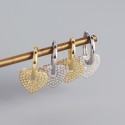 Elegant Pave Heart Hoop Earrings - MLYH638