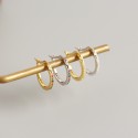 Pave Rhinestone Row Hoop Earrings - MLYH645