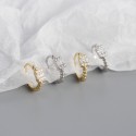 Rectangular Gems and Beaded Hoop Earrings - MLYH646
