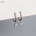 U-shaped Pave Star Dangle Earrings - MLYH647