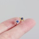 Square Solitaire Lapis Lazuli Stud Earrings - MLYH672
