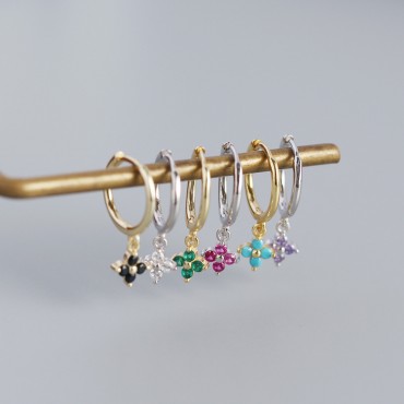 French Style Sparkling Flower Dangle Earrings