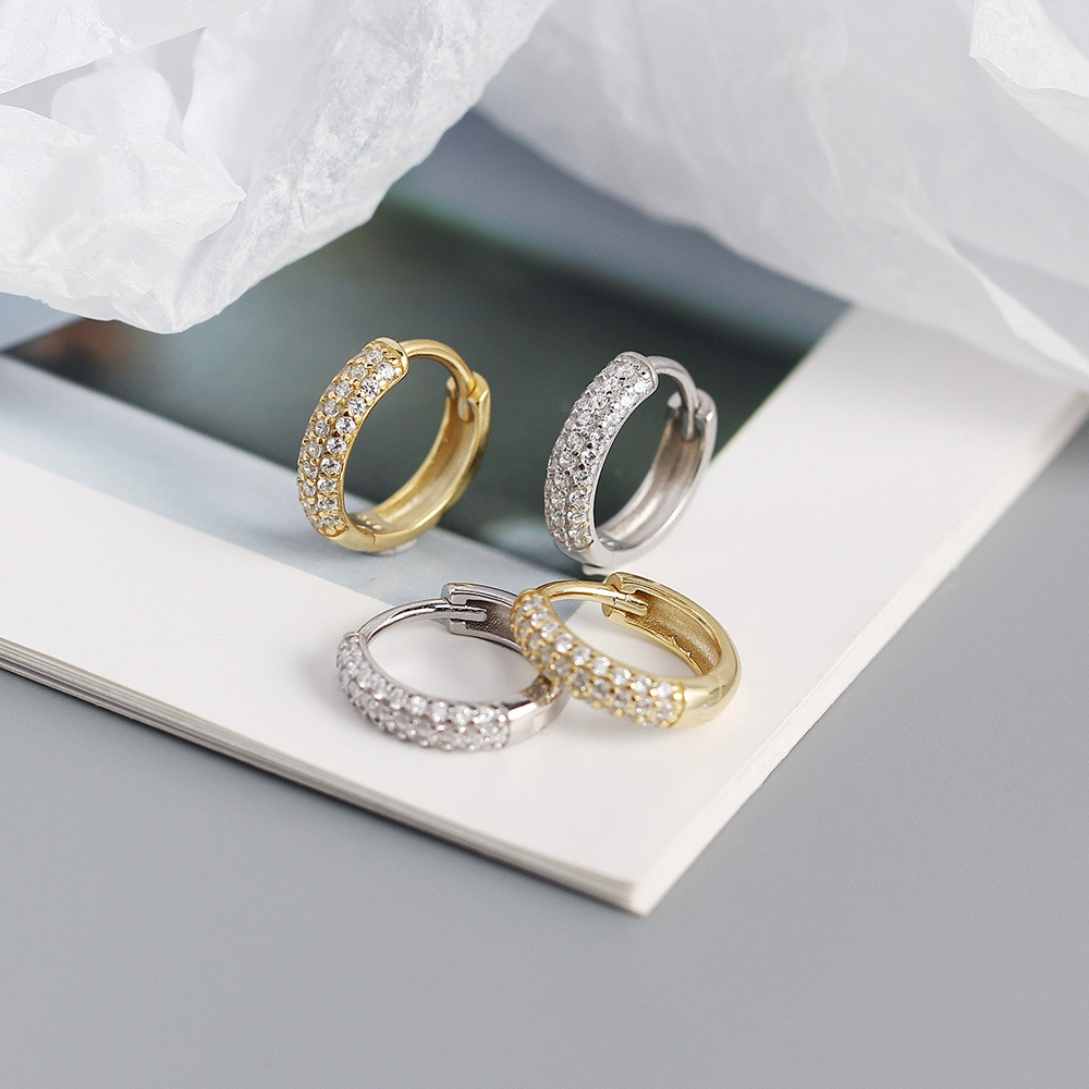 Metallic Style Sparkling Hoop Earrings - MLYH007