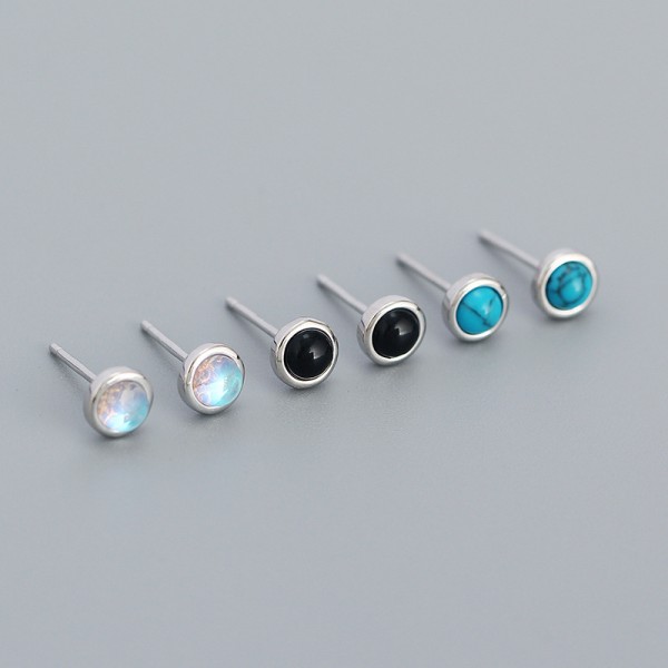 Elegant Round Gemstone Stud Earrings