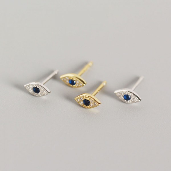 Sparkling Evil Eye Stud Earrings