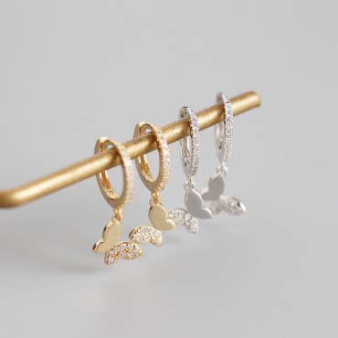 Sparkling Butterfly Dangle Earrings