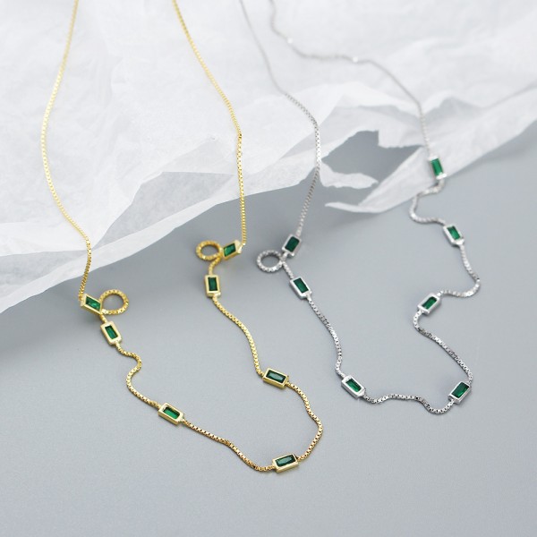 Rectangular Emerald Green Necklace