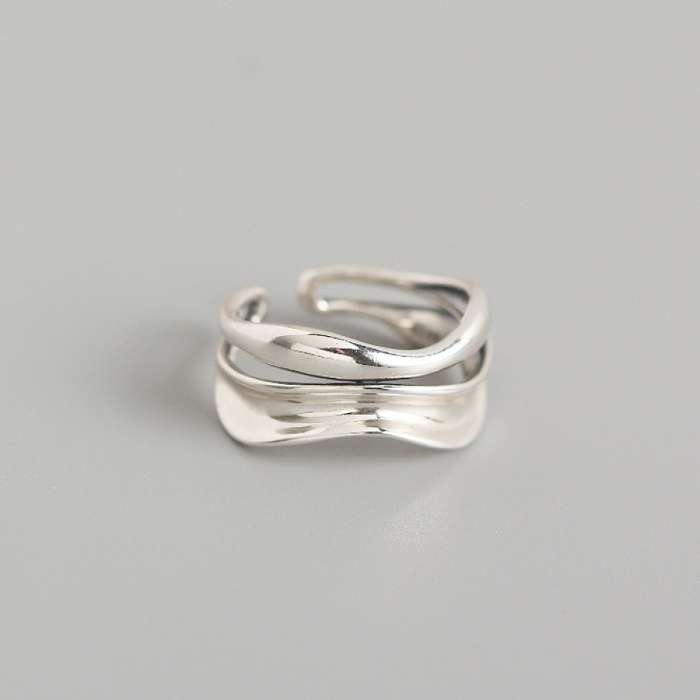 Vintage Statement Ripple Shaped Open Ring - MLYH022