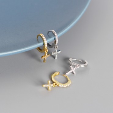 Sparkling Cross Dangle Earrings