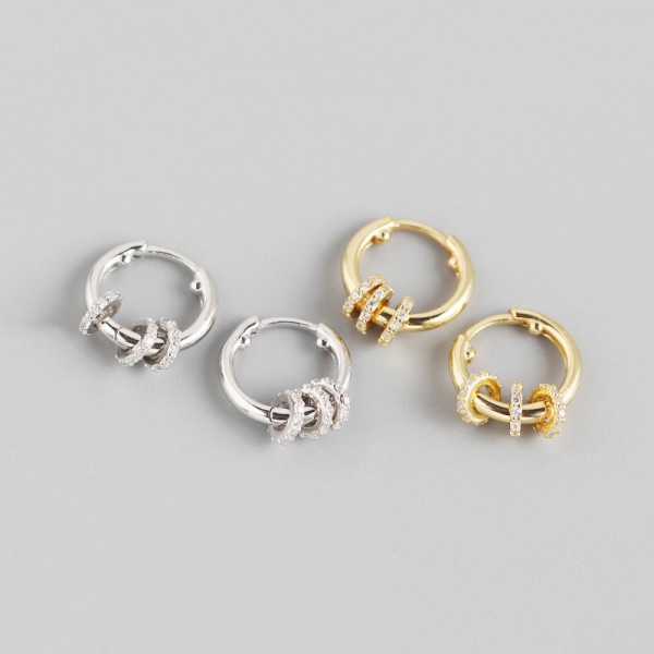 3 Sparkling Charms Hoop Earrings