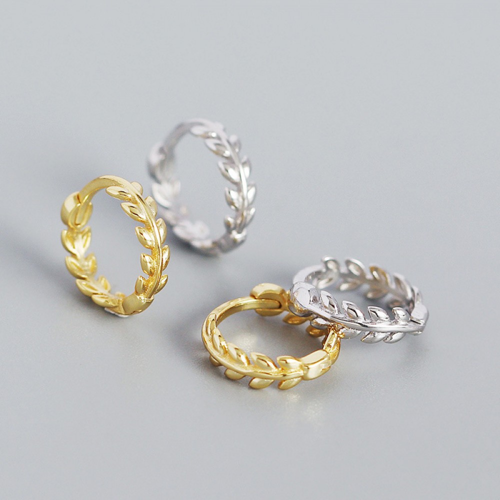 Minimalist Leaf Hoop Earrings - MLYH028