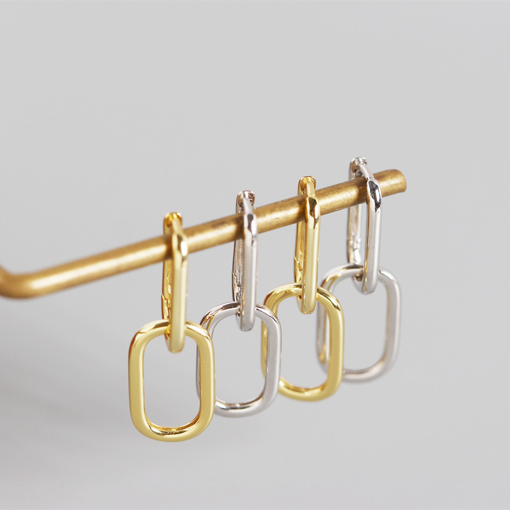 Metallic Style Linked Dangle Earrings - MLYH031
