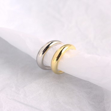 Metallic Style Plain Open Ring