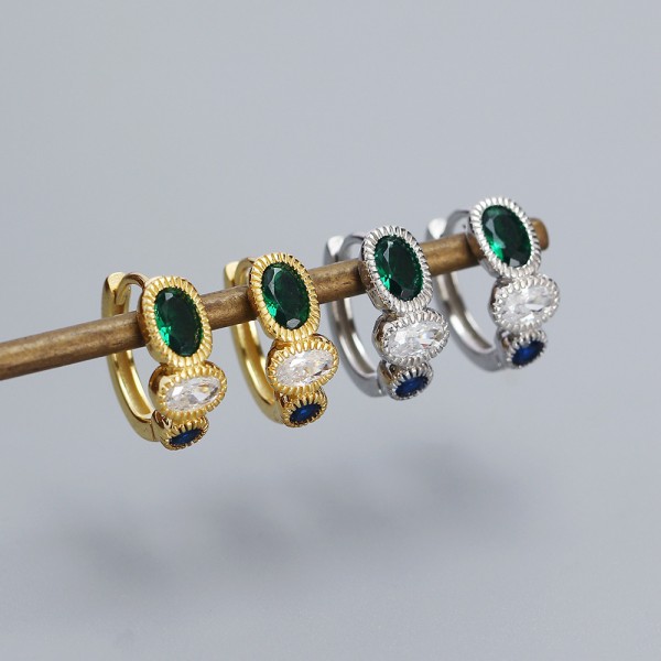 Vintage Three Color Contrast Hoop Earrings