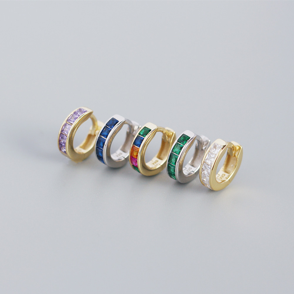 Elegant Square Gemstone Hoop Earrings - MLYH048