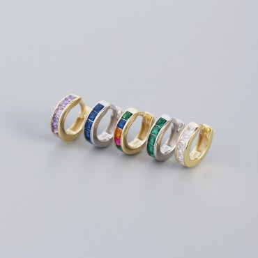 Elegant Square Gemstone Hoop Earrings