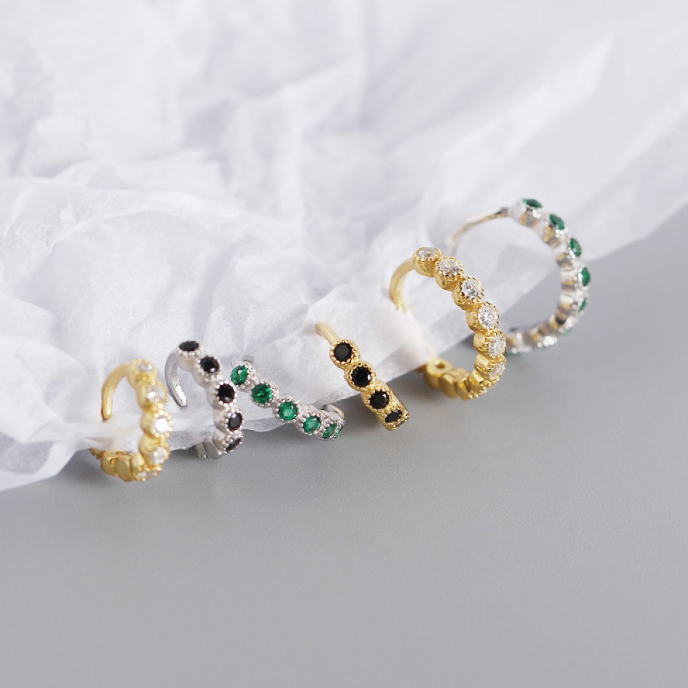 Sparkling Stackable Gemstone Hoop Earrings - MLYH049
