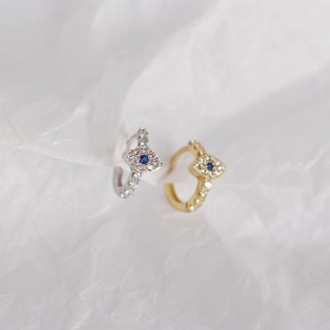 Pave Evil Eye Hoop Earrings