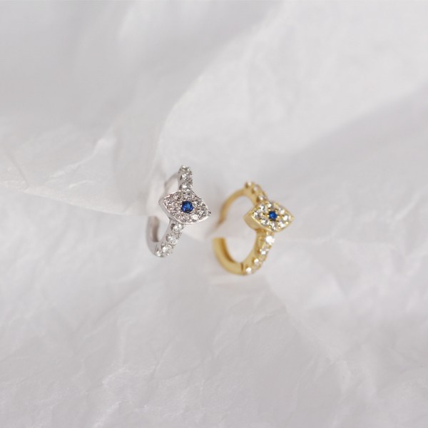 Pave Evil Eye Hoop Earrings
