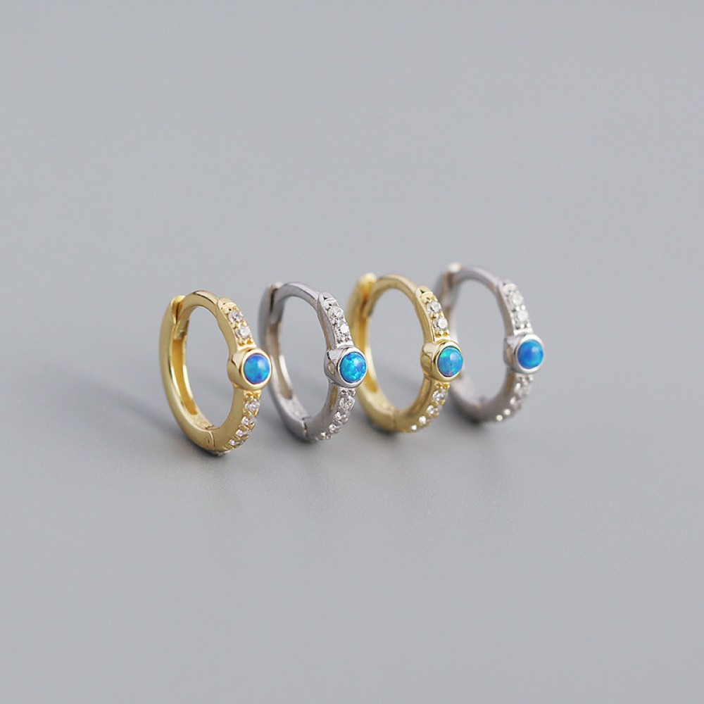 Fashion Round Opal Hoop Earrings - MLYH053